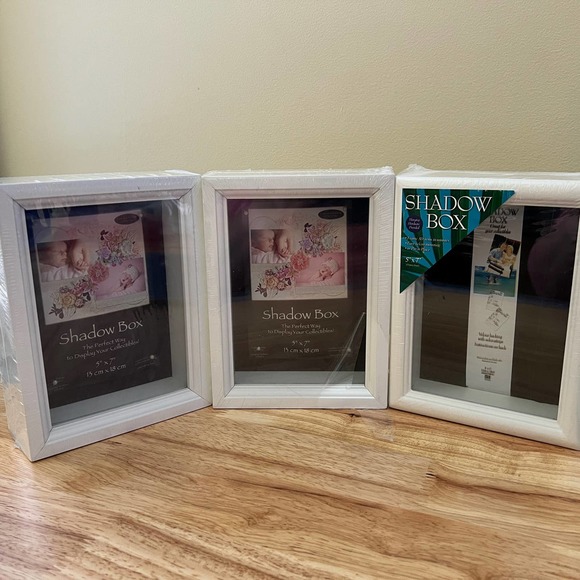 Set of 3 White Shadow Boxes 5x7x2 Brand New - Picture 2 of 5